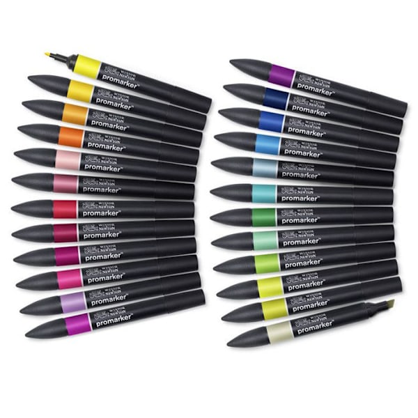 WINSOR & NEWTON Promarker Markers - Studentsortimentspåse med 24 st Blandade färger