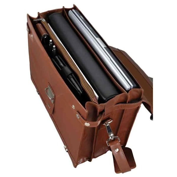 MOCCA Läderportfölj - ALASSIO - Utdragbar axelrem - Laptopfack - Brun mocca