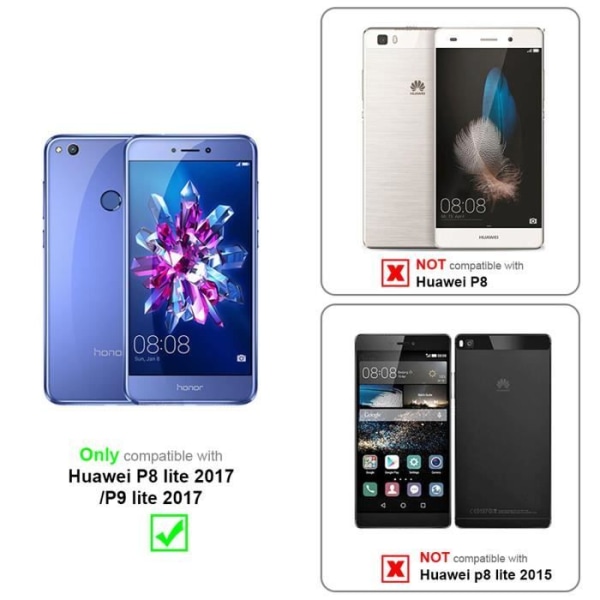 Coque - CADORABO - Huawei P8 LITE 2017 / P9 LITE 2017 - Blå Blommor - Syntetläder - Ställfunktion BLOMMA BLÅ