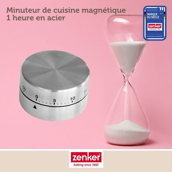 Mekanisk Timer - Rostfritt Stål - Magnetisk - 60 mn - Mått: 6x6x3.5 cm - Färg: Grå Grå