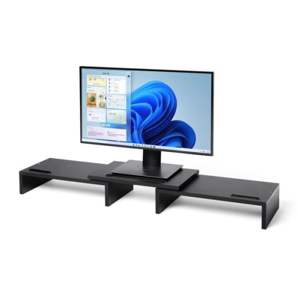 Meerveil Dual Monitor Stand, justerbar längd och rotationsvinkel, för datorer, iMac, PC, 120X23,5X10CM, svart