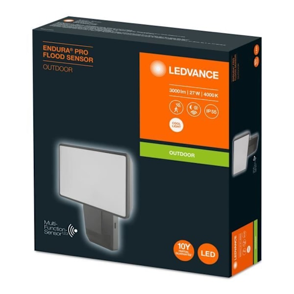 LED ENDURA PRO FLOOD Sensorprojektor 30w = 3000lm Ip55 â€ “Grå - Cool White Mörkgrå