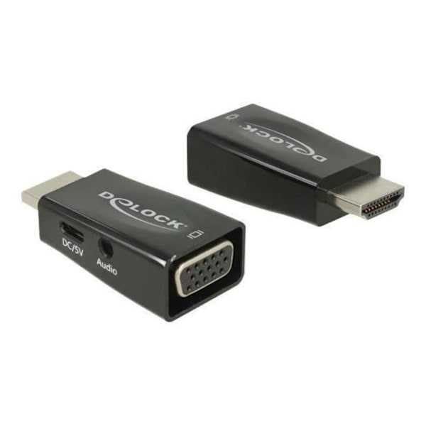 DeLOCK Adapter HDMI-A hane > VGA hona med Audio Video omvandlare HDMI VGA svart