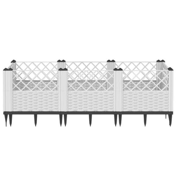 vidaXL Blomlåda med pinnar vit 123,5x43,5x43,5 cm PP 368020