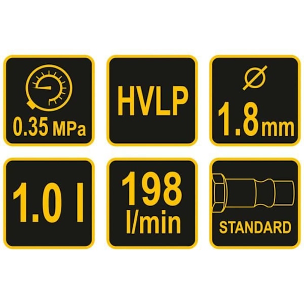 VOREL HVLP sprutpistol med 1000 ml vätskekopp