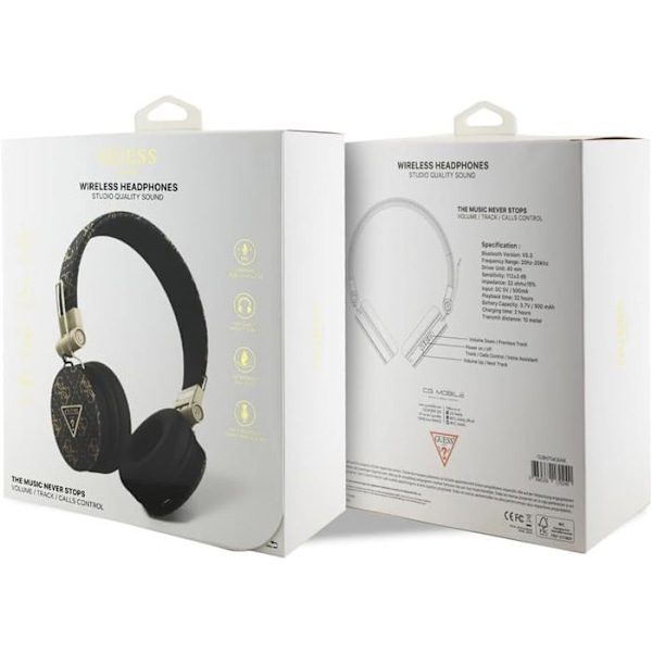 Bluetooth hörlurar On-Ear - Guess - GUBH70E4PTMK - Svart - ENC - Lång batteritid Svart
