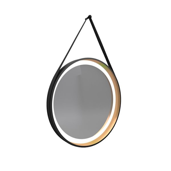 Rund badrumsspegel - diameter 55 cm - mattsvart och bronsfinish - CIRCLE HORUS LED