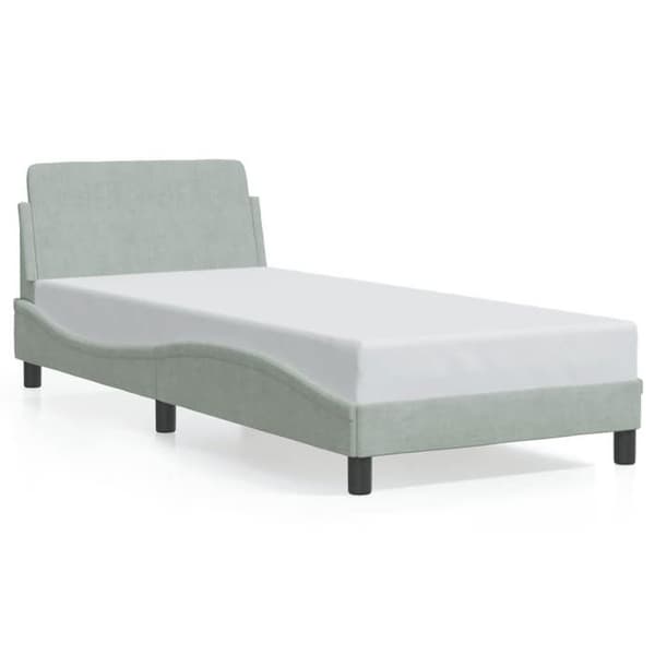 vidaXL Dover sängram ljusgrå 90x200 cm sammet 373112