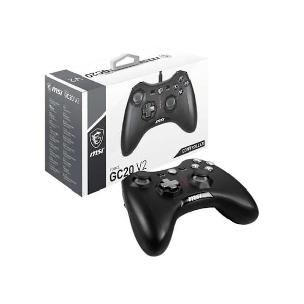 Gamepad - MSI - FORCE GC20 V2 - Analoga joysticks - Svart - Trådbunden Svart