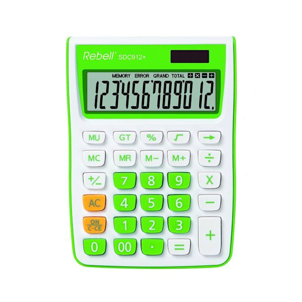 Skrivbordskalkylator - Okänd - SDC912+ GR - 12 siffror - LCD-skärm - Grön färg Grön