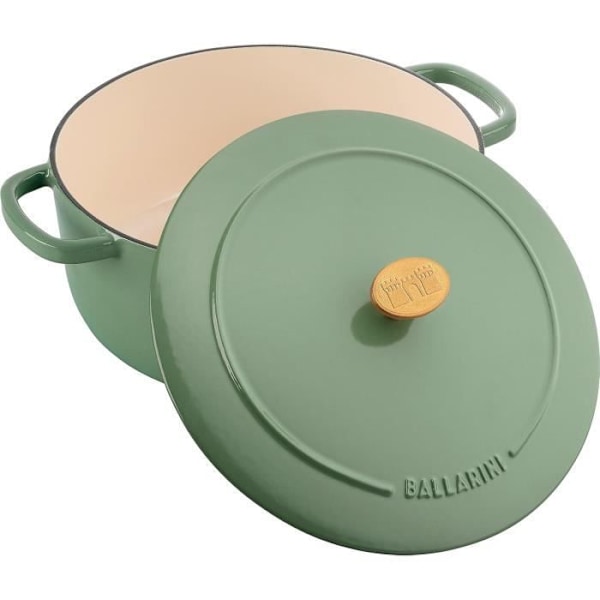 Rund gjutjärnsgryta emaljerad 26 cm 5,5 l Grön - BALLARINI Grön