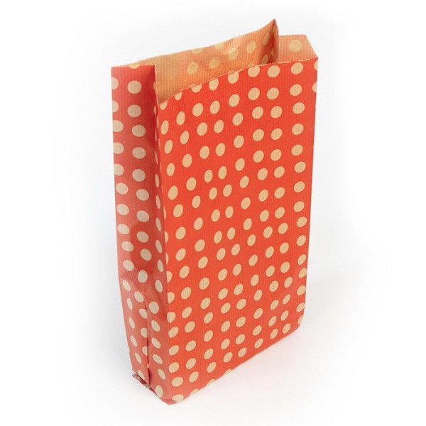 50 kraftpåsar med kil CLAIREFONTAINE Röda gyllene prickar 15x31cm Rött och gult