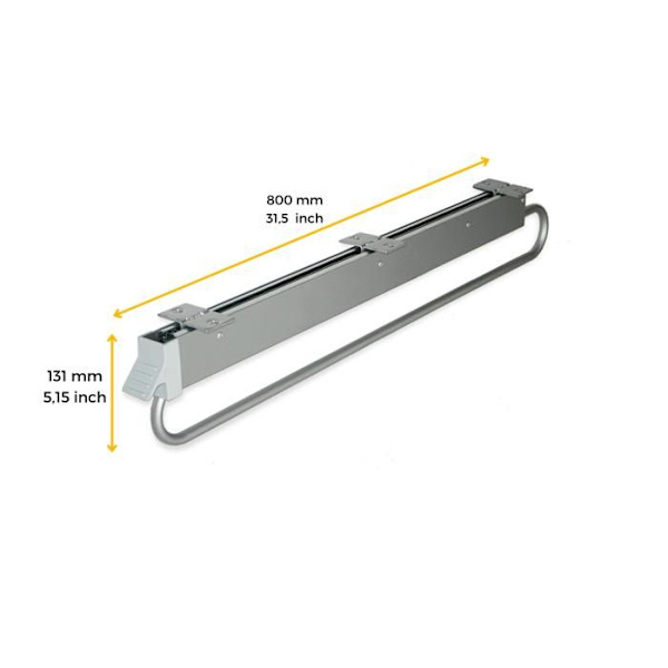 Utdragbart klädställ - EMUCA - Själv - 800mm - Stål och plast - Metallic grå Metallisk grå