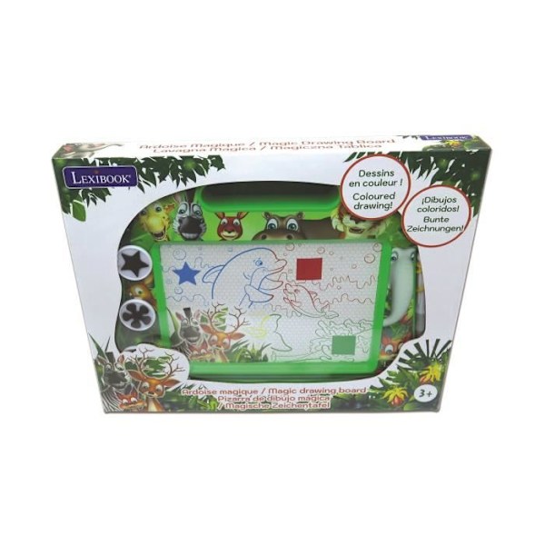 Magic slate Animals A5-format med magnetiska tillbehör för färgteckning - LEXIBOOK Grön