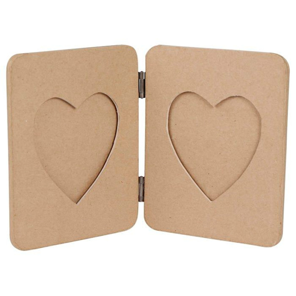 Decopatch fotoram - CD030C - Décopatch - Ett brunt pappersmachéstöd 14x1,5x18cm, Hjärtalbumram för 2 foton