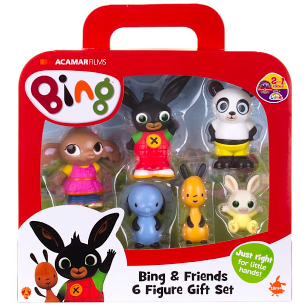 Bing, ask med 6 figurer, Bing och hans vänner, samlarobjekt, Leksaker för barn från 18 månader, BNG07