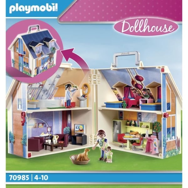 PLAYMOBIL - Blue Transportable House - 3 tecken - Tillbehör ingår