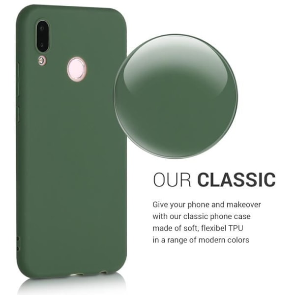 Coque - kwmobile - P20 Lite - Mörkgrön silikon - Heltäckande skydd - Modern design Grön