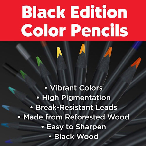Färgpenna - Faber-Castell oljekrita - 116436 - Blackwood färgpennor, Black Edition, etui med 36 delar
