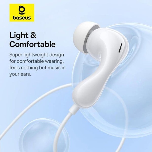 Hörlurar - Baseus - Encok CZ20 - Typ-C - Vit - In-ear Månlika