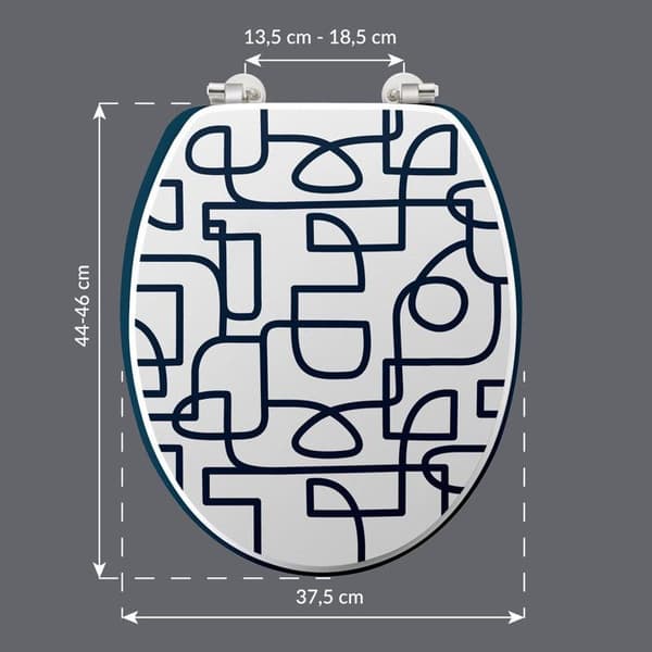 Toalettlock Tryckt "Labyrint" 46cm Vit Blå
