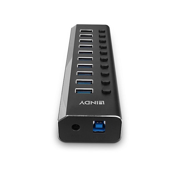 LINDY 10-portars USB 3.2 Gen1 Hub med individuella switchar