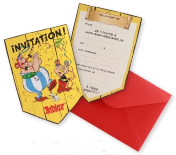 8 Astérix inbjudningskort