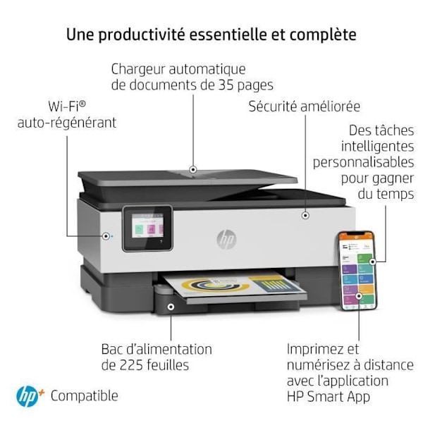 HP OfficeJet Pro 8022e - Allt-i-ett-skrivare - Färgbläckstråle med 6 månaders Instant Ink ingår i HP+