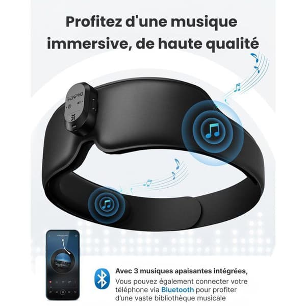 Sovmask - RENPHO - Eyesnooze Aroma GS003 - Aromaterapi - Bluetooth - Värme - Svart Svart