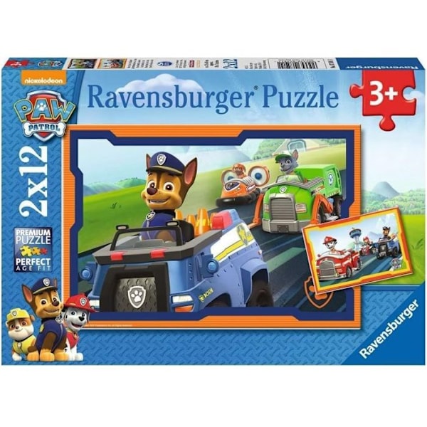 Ravensburger - 2x12 bitars pussel - Paw Patrol in action - Tecknade serier och serier - Blandat - Från 3 år Blå