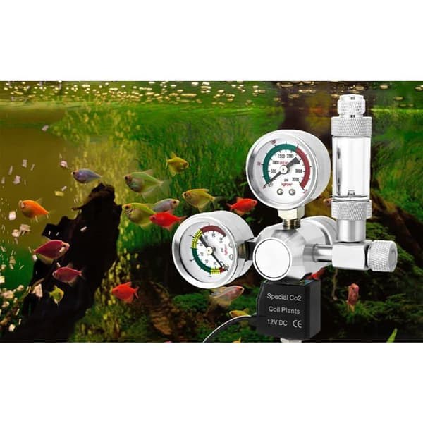 CO2 Tryckreducerare QWORK® med Dubbel Manometer och Bubbelräknare