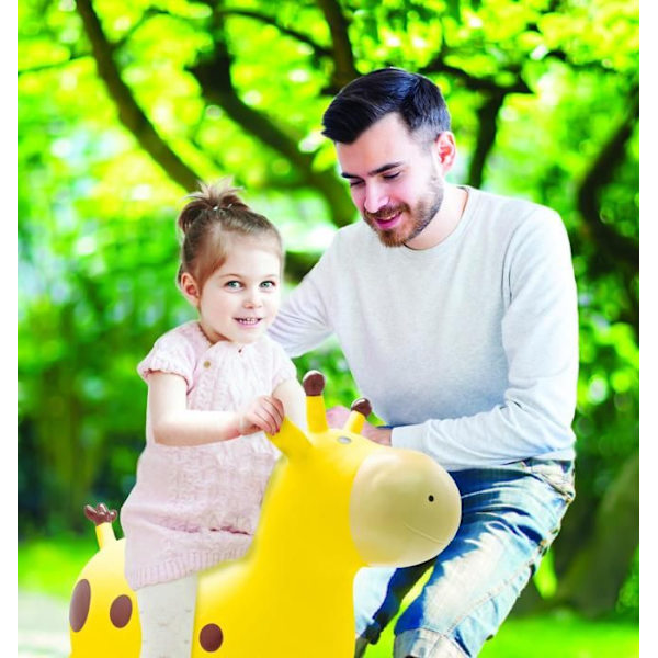Uppblåsbar hoppgiraff - Lexibook - 45 cm H - Manuell pump ingår - Från 3 år Gul