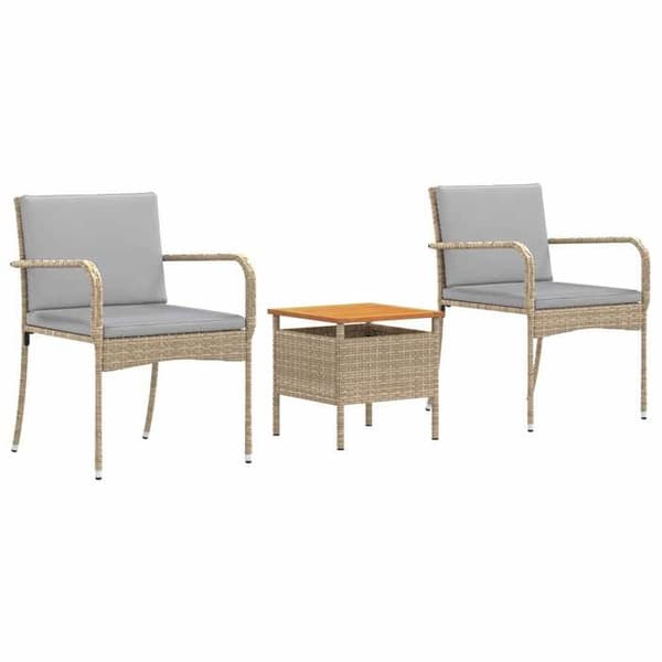 vidaXL Trädgårdsset Beige polyrotting 42025112