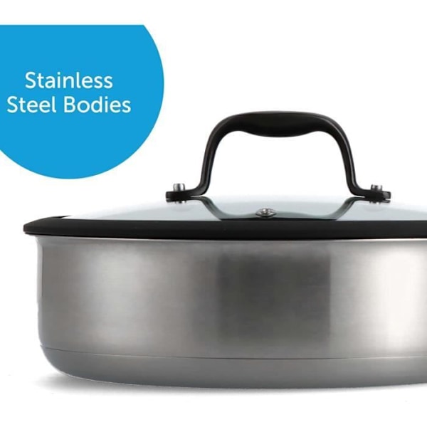 Köksset BK Ceramic Black 7 delar i Rostfritt Stål med Keramiskt Non-stick Beläggning utan PFAS Svart