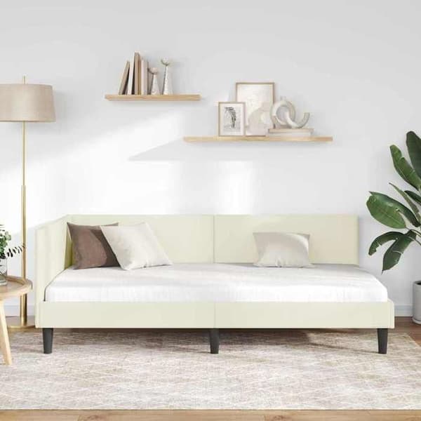 vidaXL Hörnsängram Creme 100 cm x 200 cm Sammet 42016243