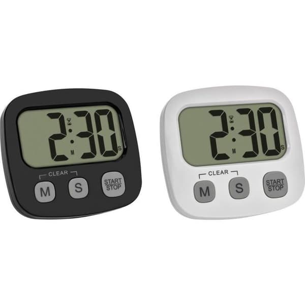 TFA Dostmann 2-pack Digital timer med stoppur och klockan Chronomètre svart, vit digital svart vit