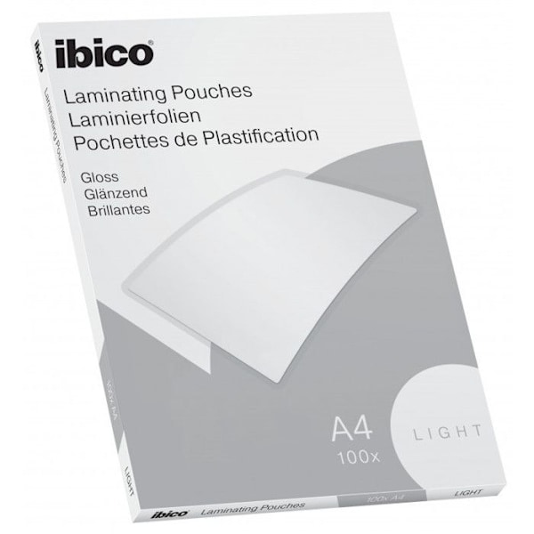 A4 lamineringspåsar - IBICO Basics - Paket med 100 - Lätt - Blank - Transparent Transparent