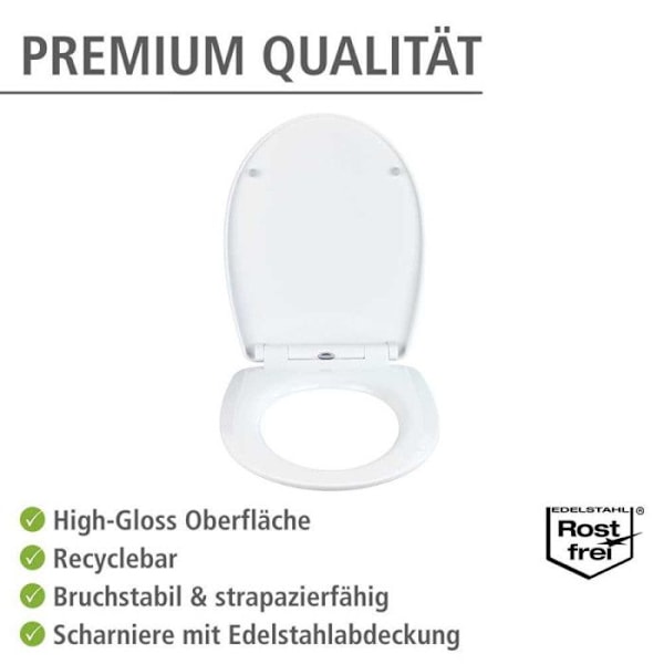 WC-sitsdel - WENKO - Strand - Termoplast - Easy Close - Hygienisk montering Multifärgad, Matt silver