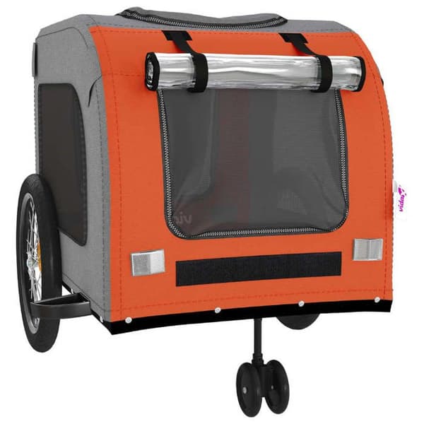vidaXL cykelvagn för husdjur orange och grå 93858