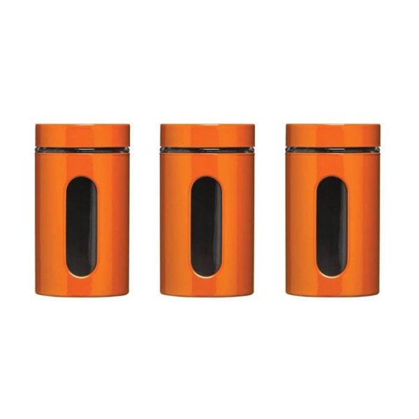 Premier förvaringsburkar - 1209788 - Husgerådsset med 3 förvaringsburkar Stålemalj/Orange glas 1000ml