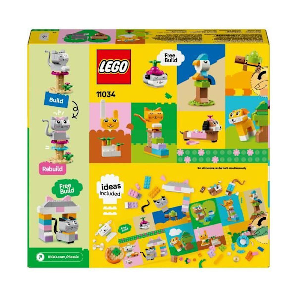 LEGO® 11034 klassiska kreativa husdjur, djurleksak, hund, katt, kanin, hamster och fågelmodell Flerfärgad