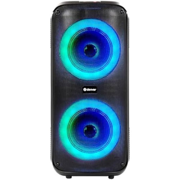 Kraftfull Bluetooth-högtalare - DENVER - BPS354 - Discolampor - Fjärrkontroll - Dubbel 6,5 tums bashögtalare Svart