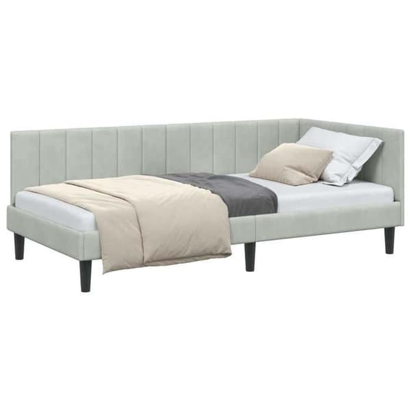 vidaXL Hörnsängram Ljusgrå 90 cm x 200 cm Sammet 42016348