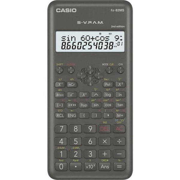 Casio FX-82MS 2nd Edition svart skolräknare med batteri(er) Svart