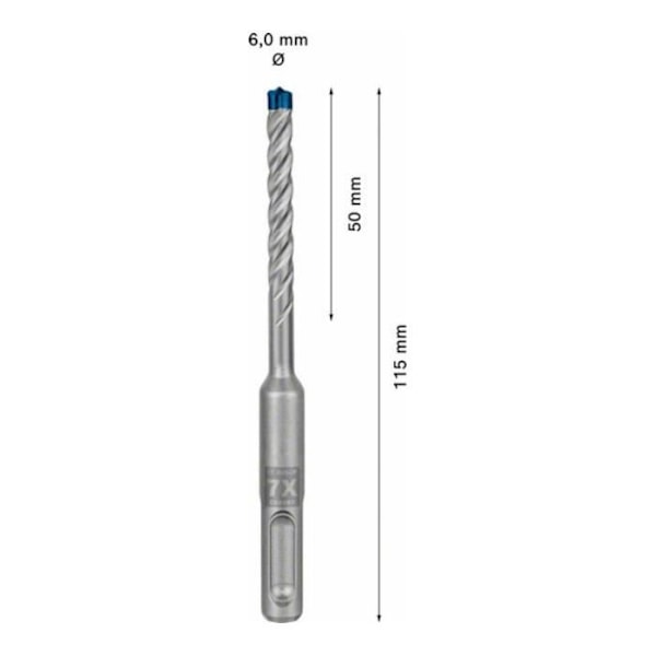 Betongborr för SDS-Plus 7X perforator 6 x 50 x 115 mm - BOSCH EXPERT - 2608900071