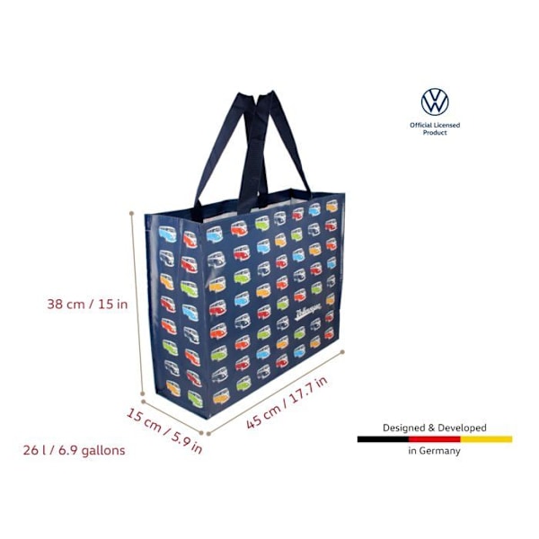 Brisa - BUSB34 - VW Collection Sac Shopper Återanvändbar Cabas med Motiv T1 Combi (Parade/Flerfärgad)