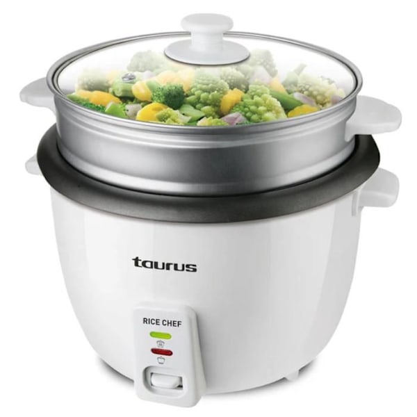 Taurus - Ångkokare Rice Chef Non-stick - 700W - 1.8 L vitt och grått