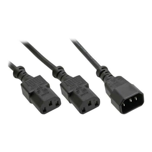 Strömfördelare - InLine - IEC 60320 C14 - 2 IEC 60320 C13 - 1 m - Svart