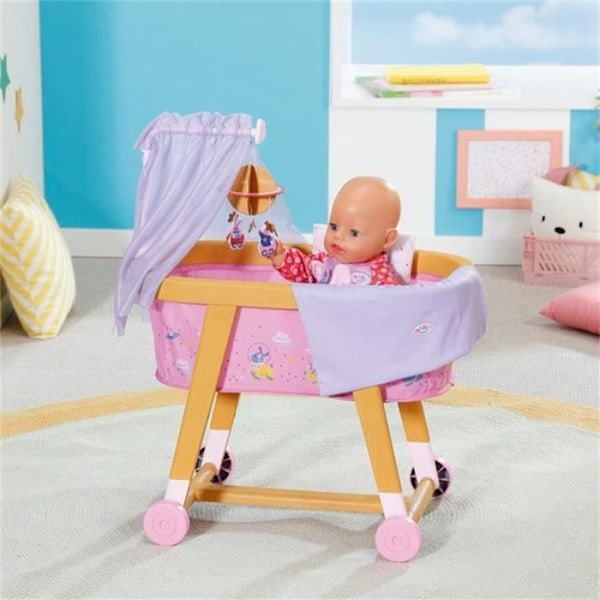 Zapf Creation - Baby born Cradle - Modern design - Hjul - Sängkläder ingår Rosa