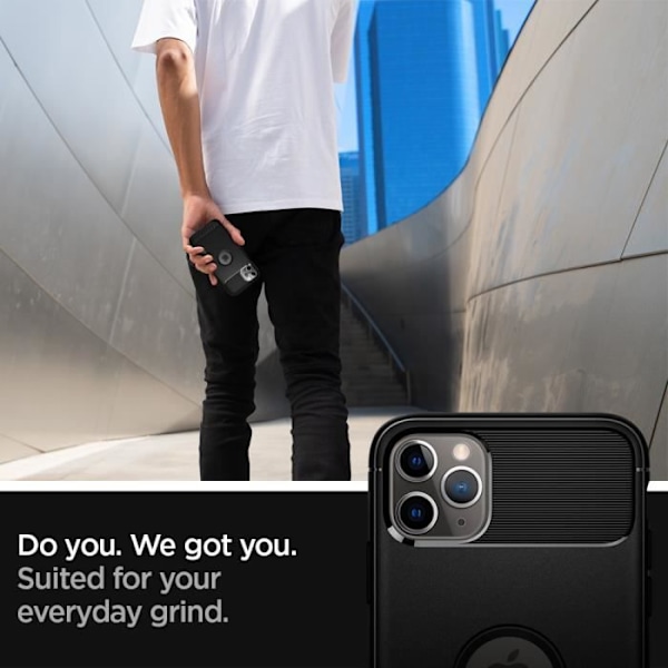 Spigen iPhone 11 Pro Max-fodral [Rugged Armor] Fordonsdesign, dubbelt skydd, mjuk TPU [Matt-svart] (075CS27133)